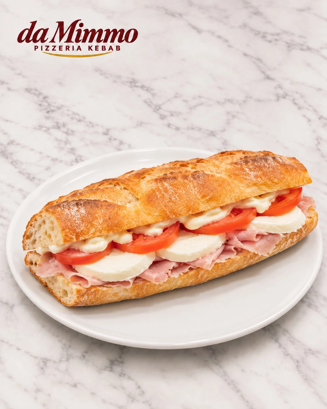 French sandwich 1 on white marble